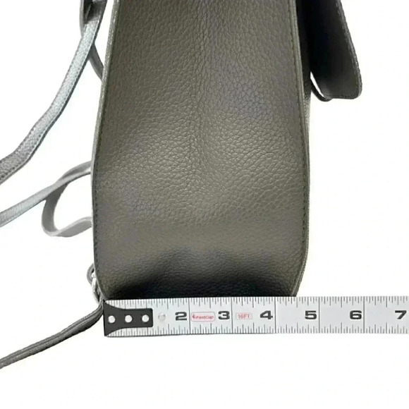 Beauty Boutique Mini Backpack Grey Pebbled Faux Leather Vegan Carryall Bag - Picture 11 of 14